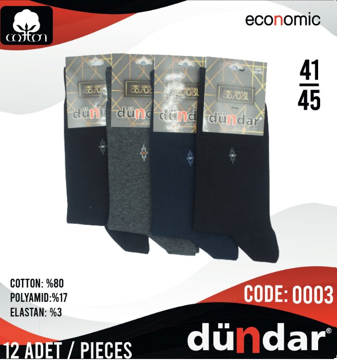 Dündar Likralı Çorap 12 Adet