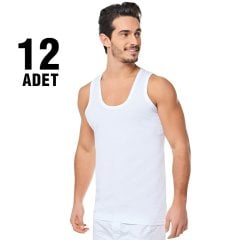 Seher Beyaz Klasik Erkek Penye Atlet 12'li