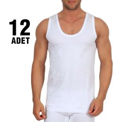 Seher Beyaz Klasik Erkek Penye Atlet 12'li