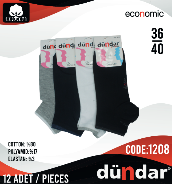 Dündar Lycra Patik Çorap 12 Adet