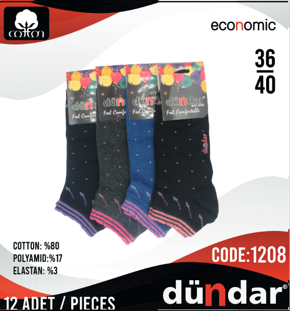 Dündar Lycra Patik Çorap 12 Adet