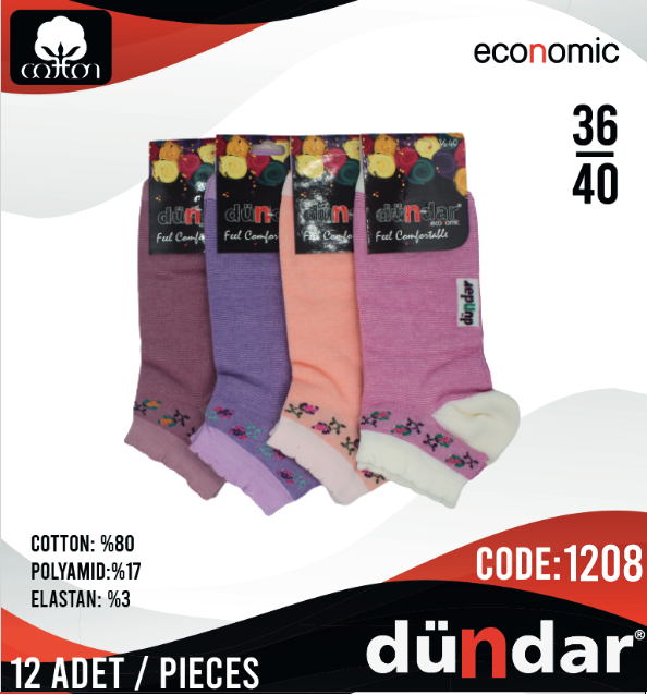 Dündar Lycra Patik Çorap 12 Adet