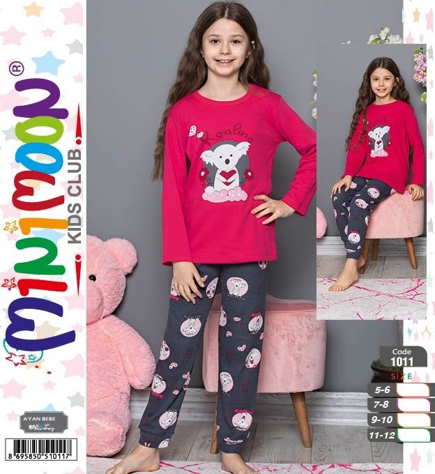 Minimoon Kız Çocuk İnterlok Pijama Takımı