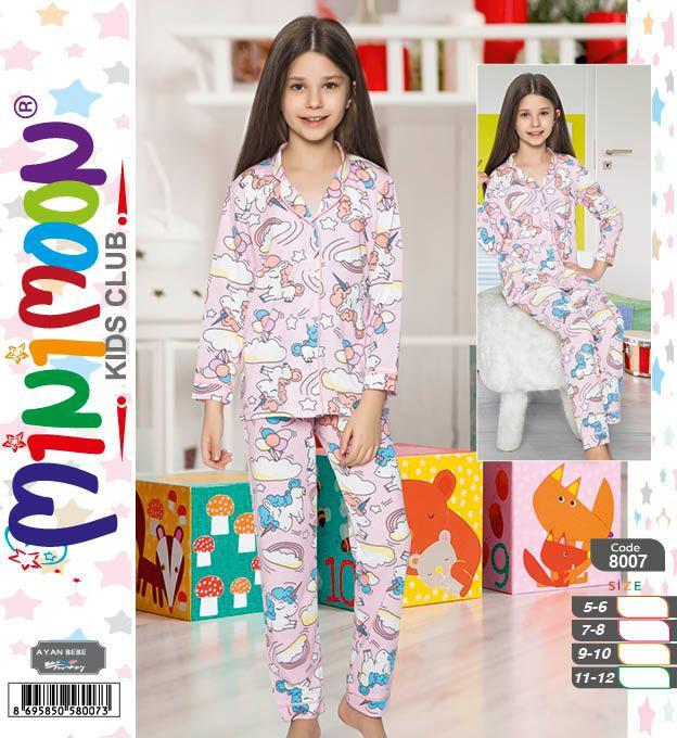 Minimoon Kız Çocuk Düğmeli Pijama Takımı